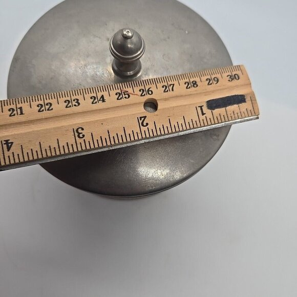 Vintage Silver Plated Tobacciana Round Metal Container 4.5 x 4 inch - Picture 9 of 9